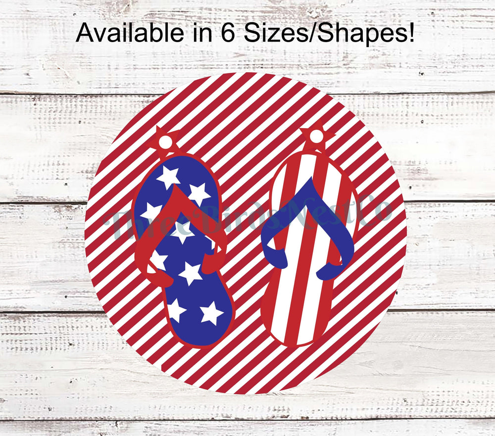 Patriotic Flip Flops on Stripes Sign