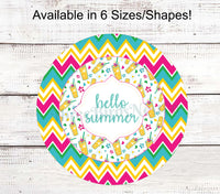 
              Hello Summer Bright Chevron Stripes Sign
            