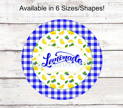 Lemonade Lemons, Blueberries and Gingham Sign- Royal