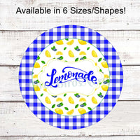 Lemonade Lemons, Blueberries and Gingham Sign- Royal