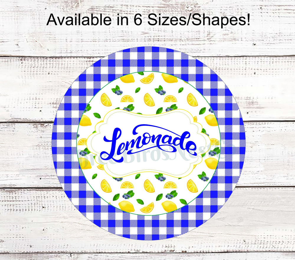 Lemonade Lemons, Blueberries and Gingham Sign- Royal