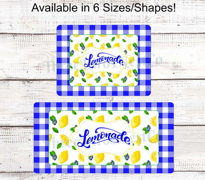 Lemonade Lemons, Blueberries and Gingham Sign- Royal