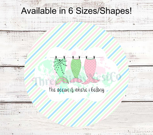 Beach Wreath Sign - Mermaid Tail Sign - Mermaid Wreath - Mermaid Sign - Beach Sign - Beach Wreath - Mermaid Decor