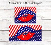
              Patriotic Wreath Sign - Lips Sign - Patriotic Welcome Sign - Patriotic Signs for Wreath - Patriotic Kiss Sign - 4th of July Signs
            