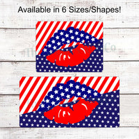 Patriotic Wreath Sign - Lips Sign - Patriotic Welcome Sign - Patriotic Signs for Wreath - Patriotic Kiss Sign - 4th of July Signs