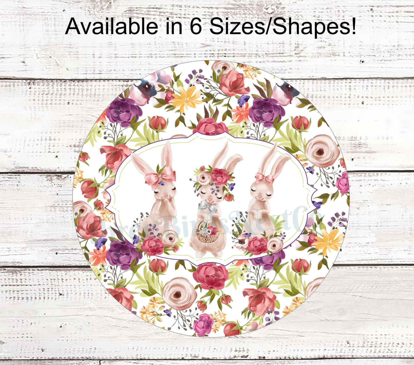 Floral Bunny Trio Sign