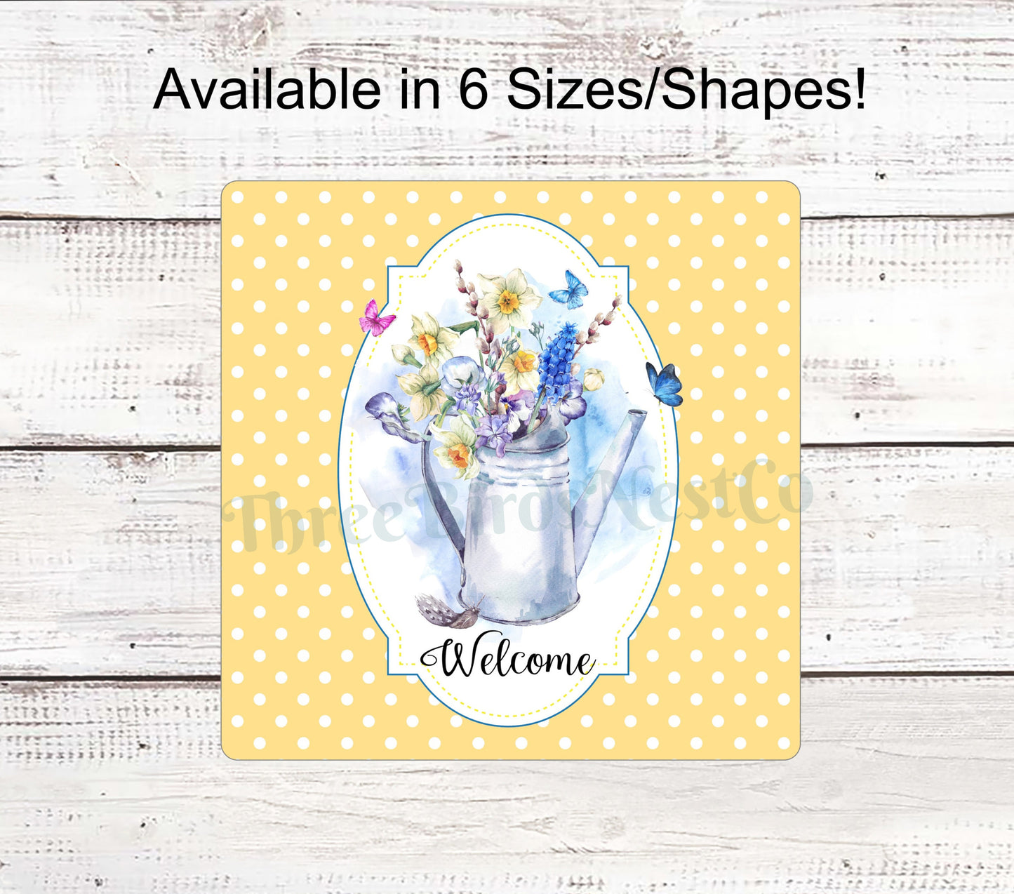 Floral Watering Can on Dots Sign