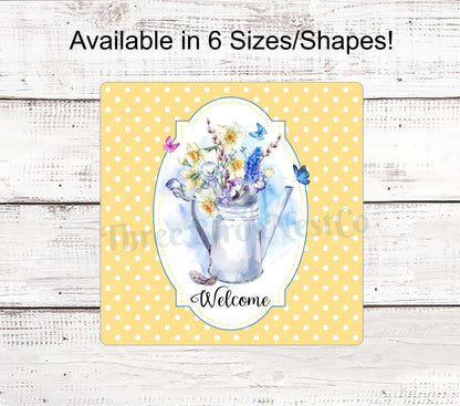 Floral Watering Can on Dots Sign