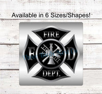 
              Black and Silver Firefighter Shield Sign
            
