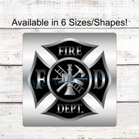 Black and Silver Firefighter Shield Sign
