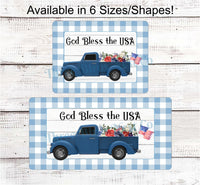 
              Patriotic Wreath Sign - God Bless the USA Sign - Patriotic Welcome Sign - Patriotic Truck - Patriotic Signs for Wreath - 4th of July Signs
            