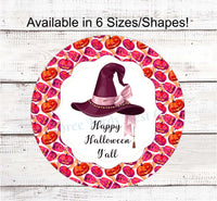 
              Happy Halloween Y'all Pink Witch Hat Sign
            