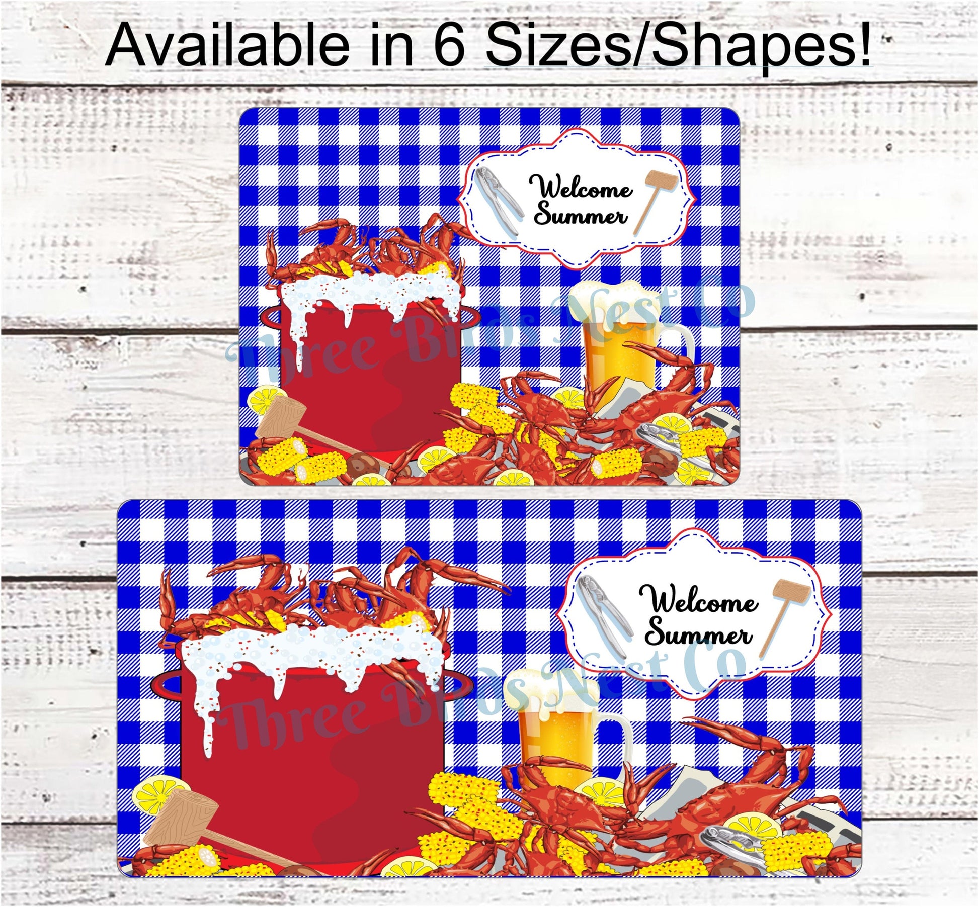 Crab Sign - Beer Sign - Crab Wreath Sign - Welcome Summer Sign - Picnic Sign - Blue Crab Welcome - Beach Welcome Sign - Blue Crab Sign