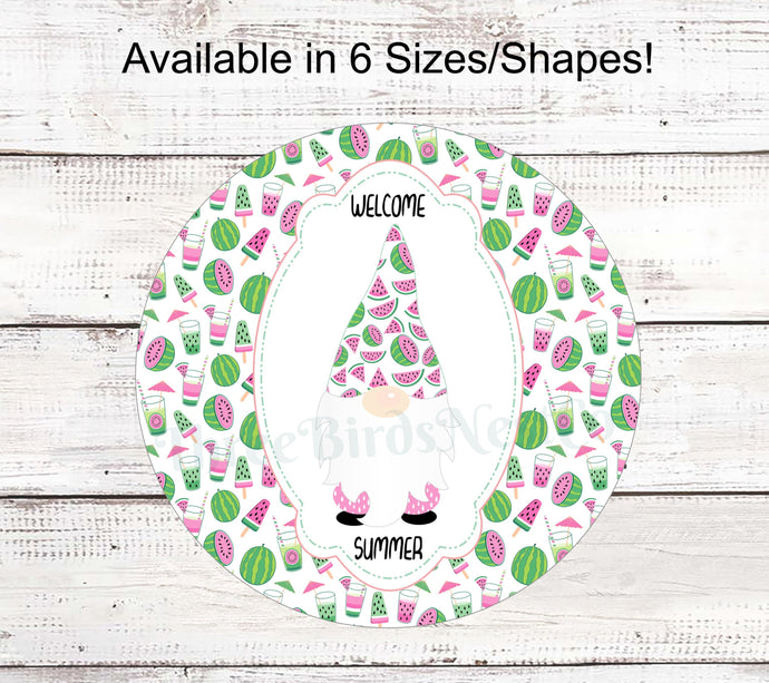 Summer Wreath Signs - Watermelon Gnome - Watermelon Sign - Watermelon Wreath Sign - Summer Gnome - Welcome Summer Sign