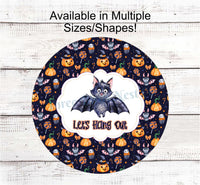 
              Let's Hang Out Watercolor Halloween Bat Sign
            