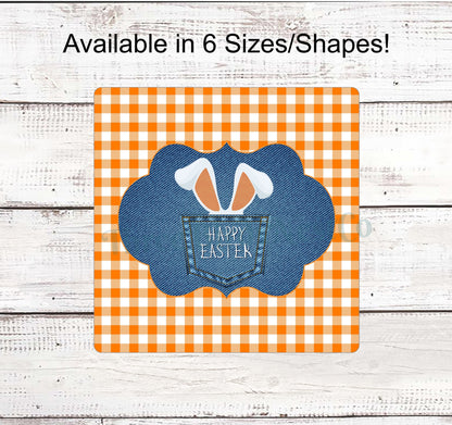 Happy Easter Denim Bunny Pocket Sign