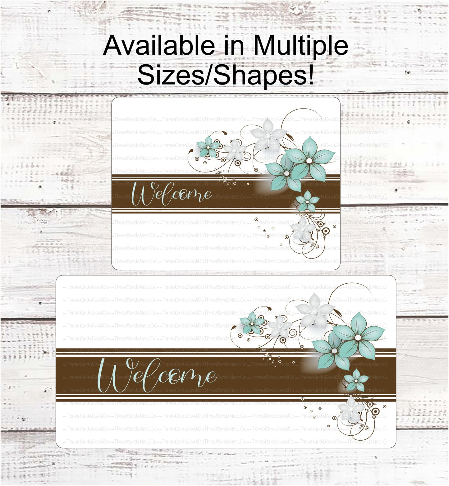 Brown and Teal Floral Welcome Sign