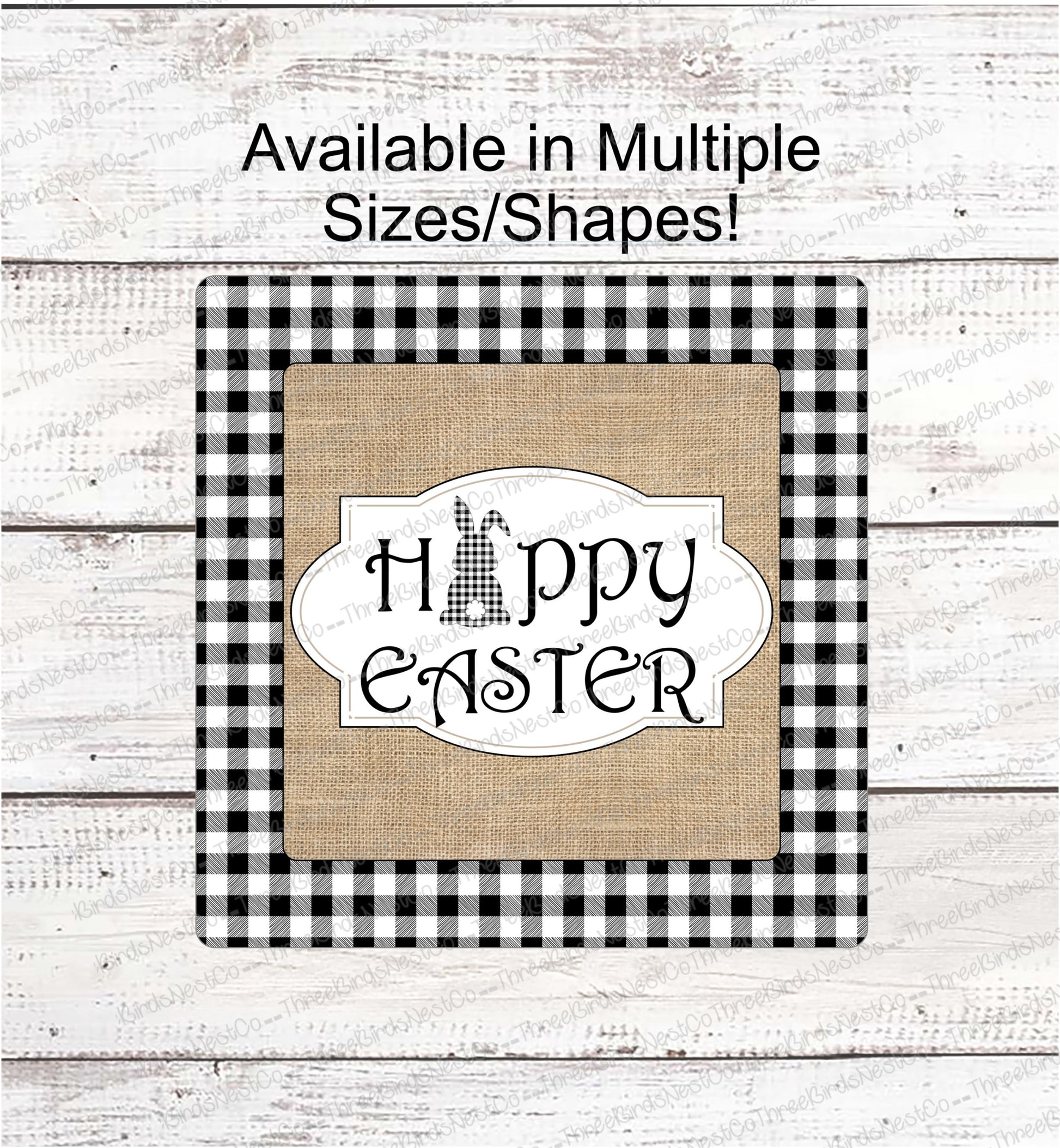 Happy Easter Sign - Welcome Wreath Sign - Easter Sign - Easter Bunny Sign - Buffalo Plaid Bunny - Bunny Welcome Sign - Buffalo Plaid Sign