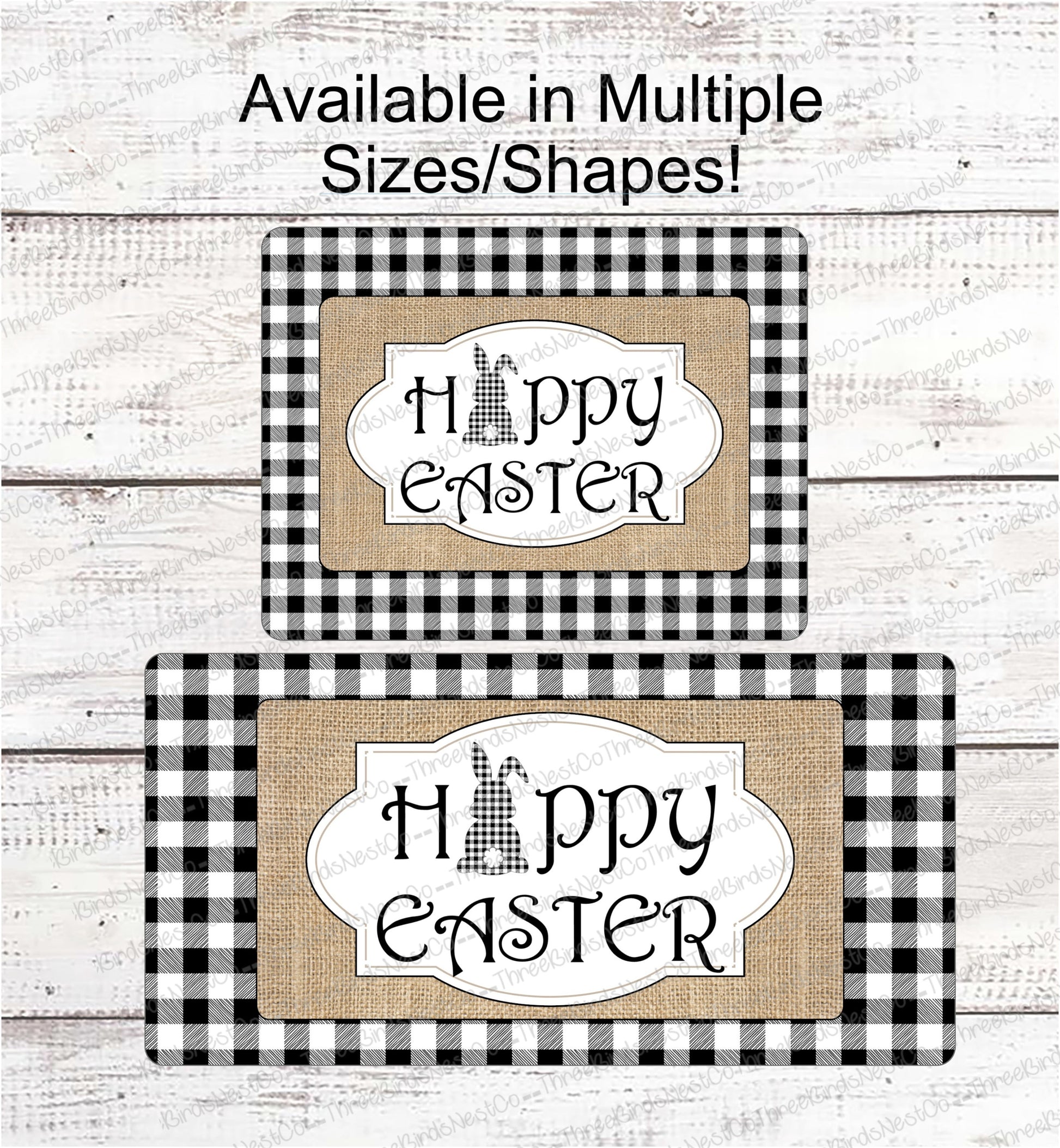 Happy Easter Sign - Welcome Wreath Sign - Easter Sign - Easter Bunny Sign - Buffalo Plaid Bunny - Bunny Welcome Sign - Buffalo Plaid Sign