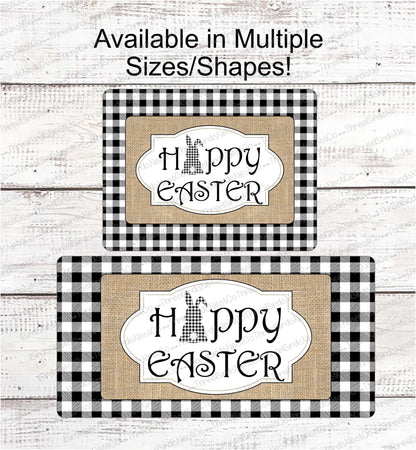 Happy Easter Sign - Welcome Wreath Sign - Easter Sign - Easter Bunny Sign - Buffalo Plaid Bunny - Bunny Welcome Sign - Buffalo Plaid Sign