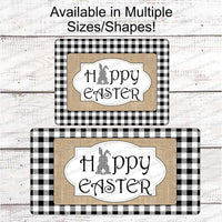 Happy Easter Sign - Welcome Wreath Sign - Easter Sign - Easter Bunny Sign - Buffalo Plaid Bunny - Bunny Welcome Sign - Buffalo Plaid Sign