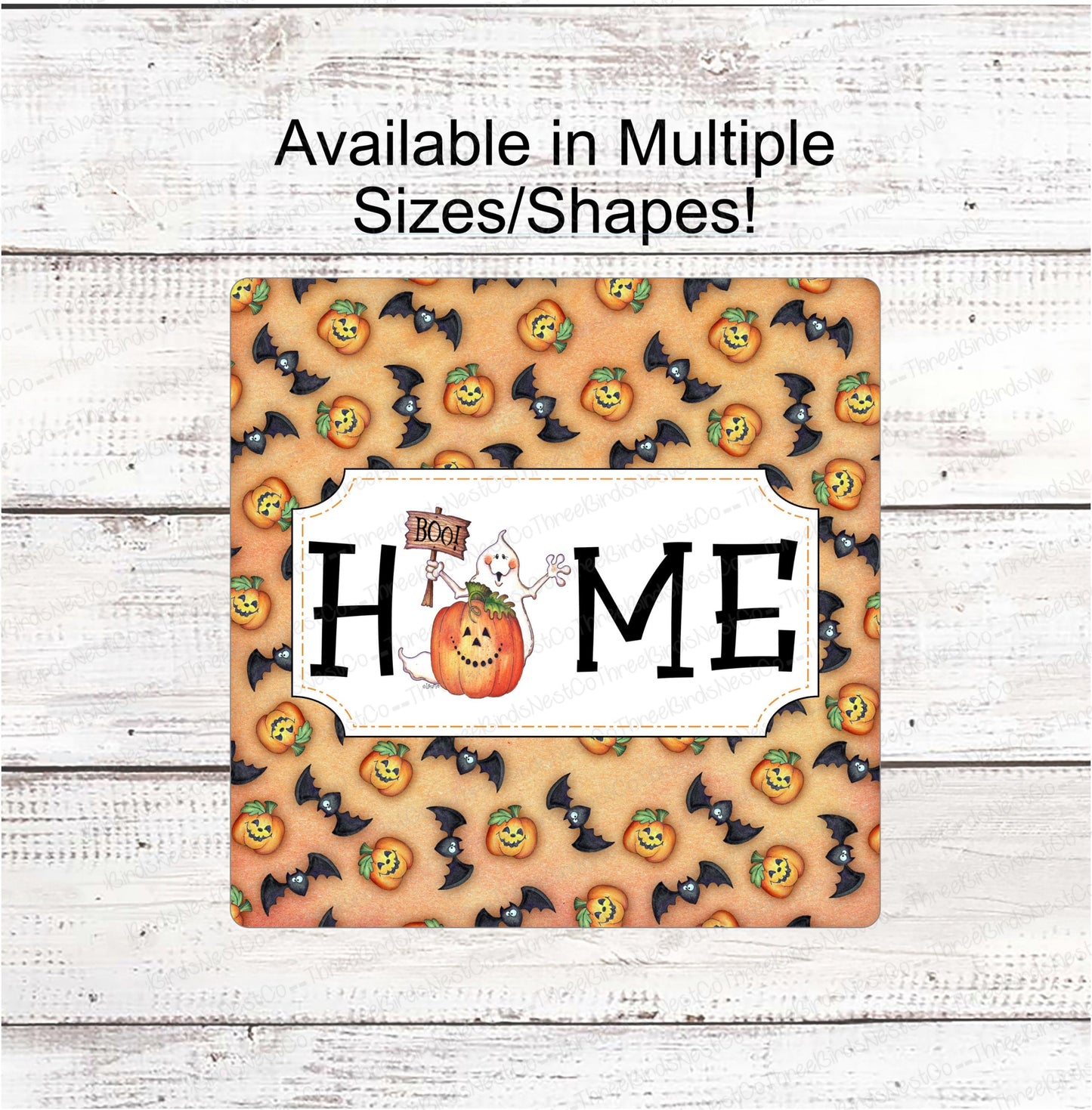Home Halloween Ghost and Pumpkin Sign