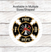 
              Black and Red Firefighter Shield Sign
            