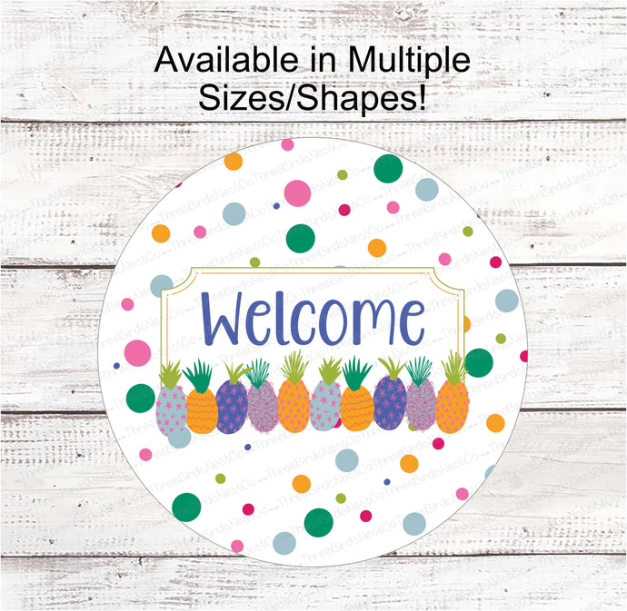 Pineapple Welcome Sign - Welcome Wreath Sign - Pineapple Sign - Summer Wreath Signs - Spring Wreath Signs