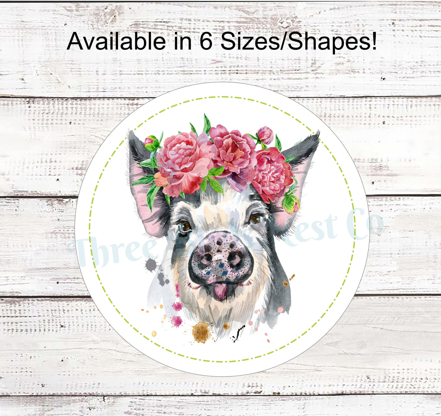 Flower Crown Pig Sign