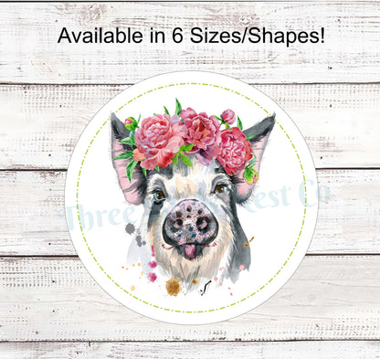 Flower Crown Pig Sign