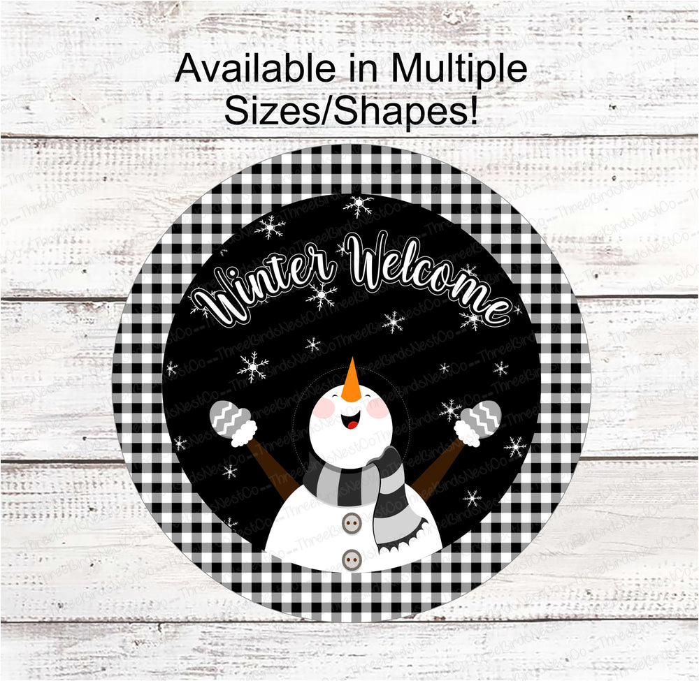 Snowman Sign - Snowman Welcome Sign - Welcome Wreath Sign - Welcome Winter Sign - Winter Welcome Sign - Welcome Wreath Signs