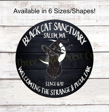 Black Cat Sanctuary Halloween Sign