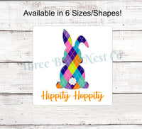 
              Hippity Hoppity Argyle Easter Bunny Sign
            
