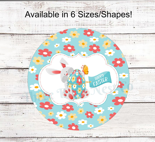 Happy Easter Bunny and Egg Tag Sign