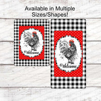 Black and Red Rooster Welcome Sign
