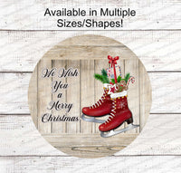 
              We Wish You a Merry Christmas Ice Skates Sign
            