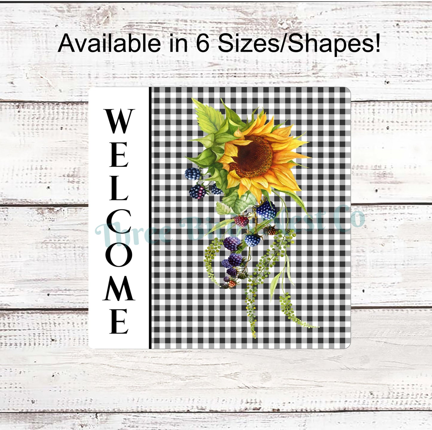 Welcome Buffalo Plaid Sunflower Sign