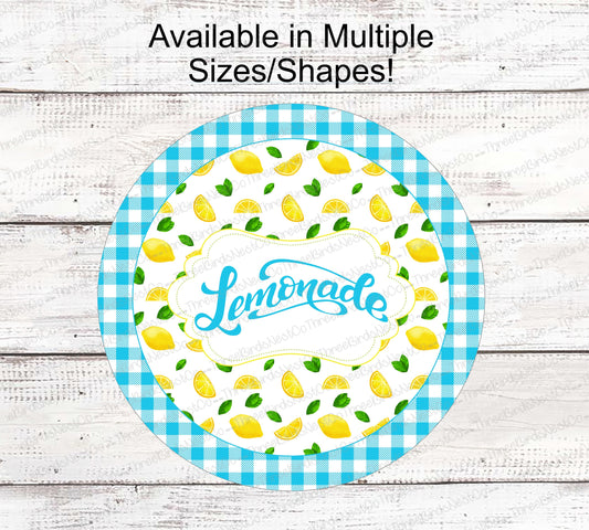 Lemonade Lemons and Gingham Sign- Turquoise
