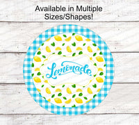 
              Lemonade Lemons and Gingham Sign- Turquoise
            