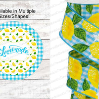 Lemonade Lemons and Gingham Sign- Turquoise