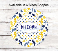 
              Blue and Yellow Seahorse Welcome Sign
            