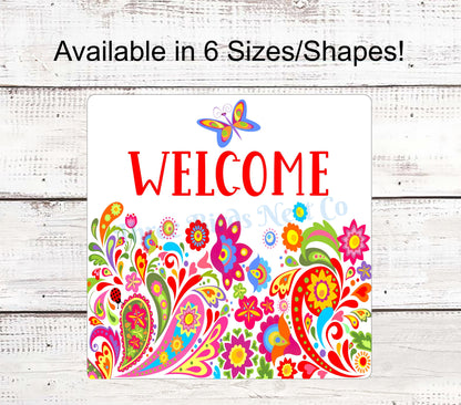 Bright Paisley Butterfly Welcome