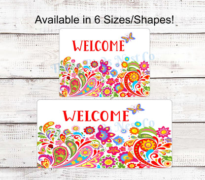 Bright Paisley Butterfly Welcome