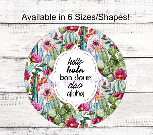Hello Cactus Flower Sign