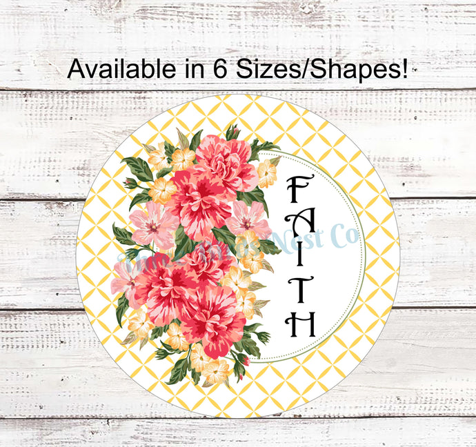 Faith Wreath Sign - Welcome Wreath Sign - Faith Sign - Spring Wreath Signs - Summer Wreath Signs - Floral Wreath Sign