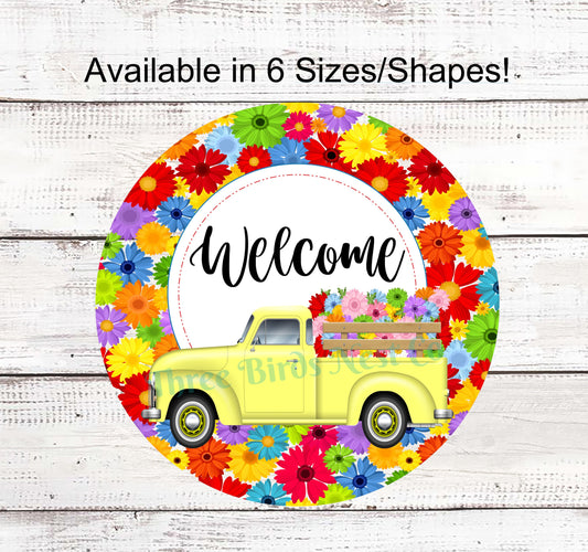 Spring Truck Welcome Sign- Gerber Daisies