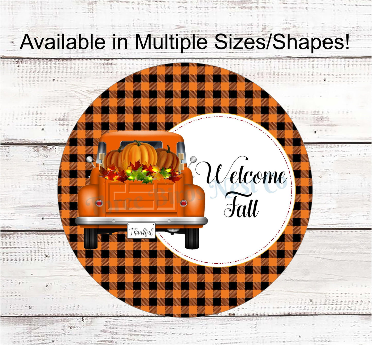 Welcome Fall Orange Pumpkin Truck Sign