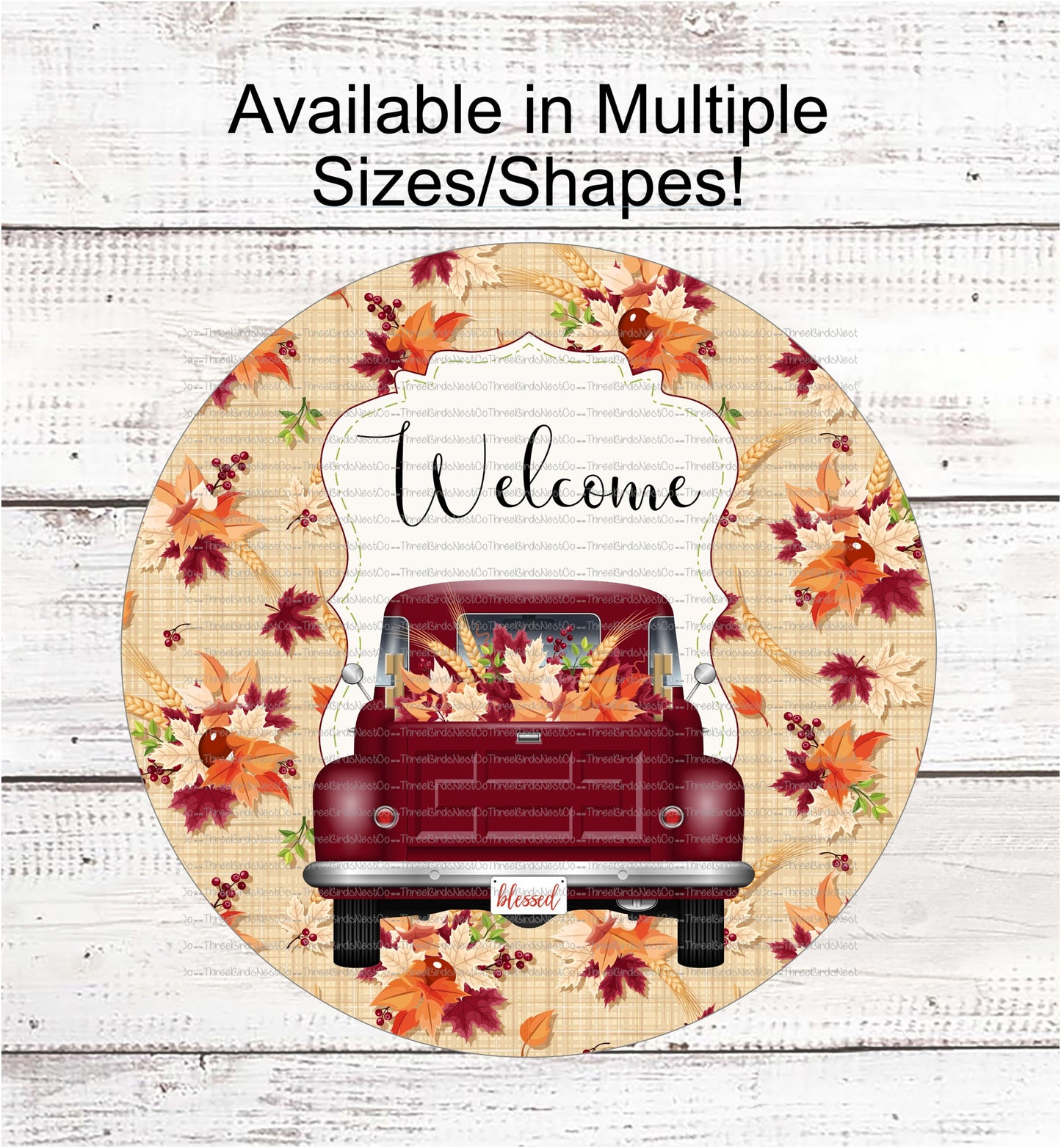 Burgundy Fall Truck Welcome Sign