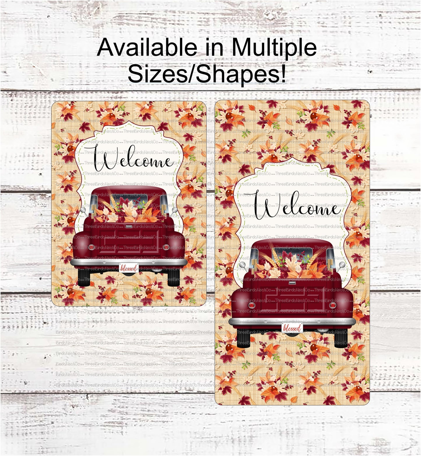 Burgundy Fall Truck Welcome Sign