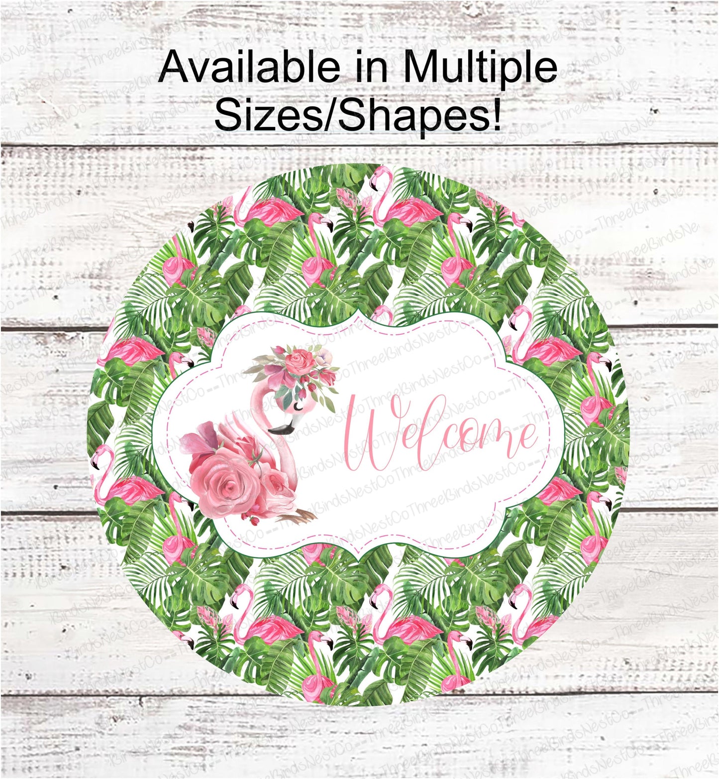 Flamingo Fern Welcome Sign